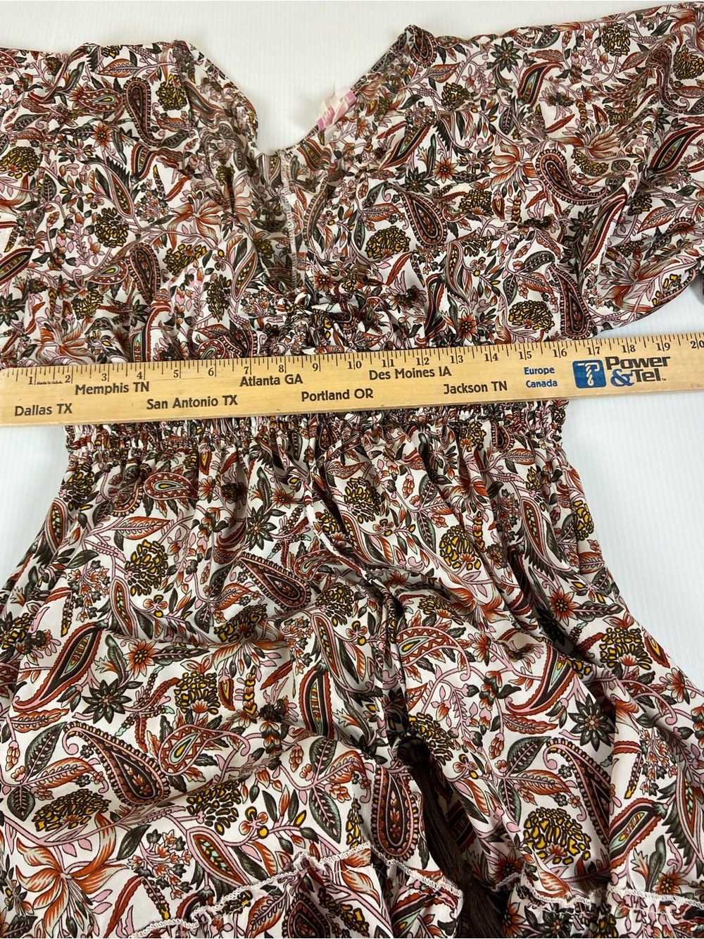 Smocked Paisley Maxi Dress in Brown & Cream - Picture 7 of 8
